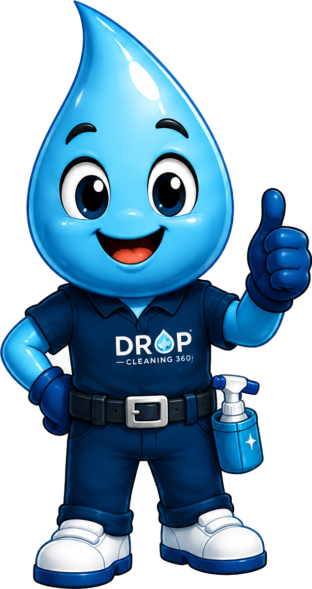 Drop 360 mascot, ready to clean